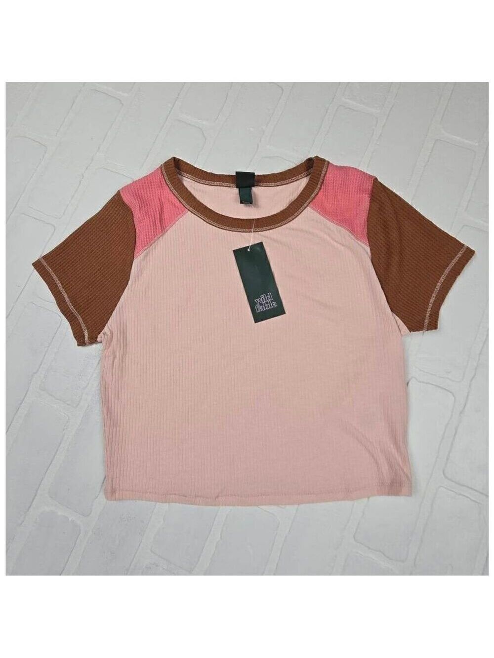 Wild Fable Textured Multi Colored Crop Top Small